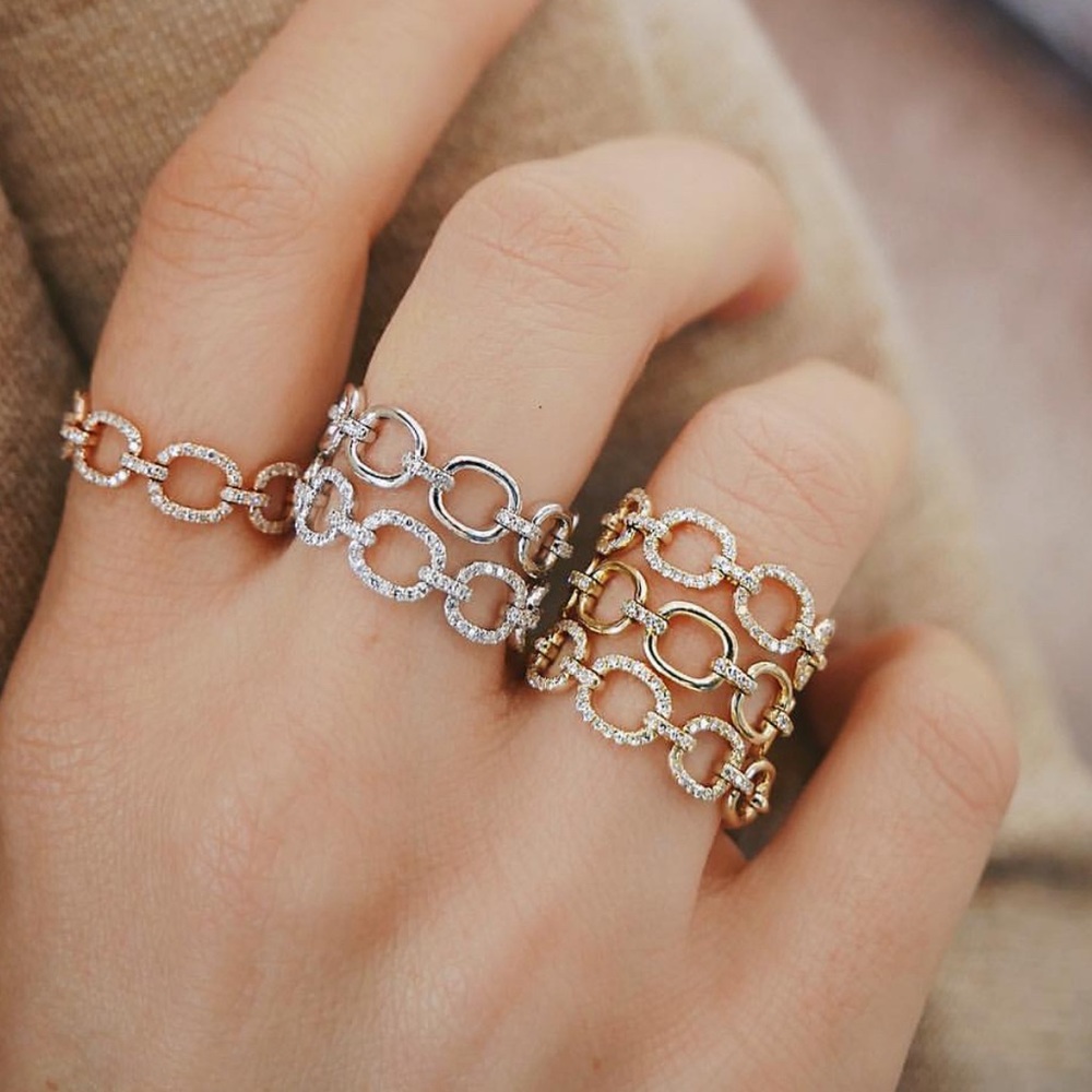 Rose Gold EF Collection Diamond Chain Link Ring